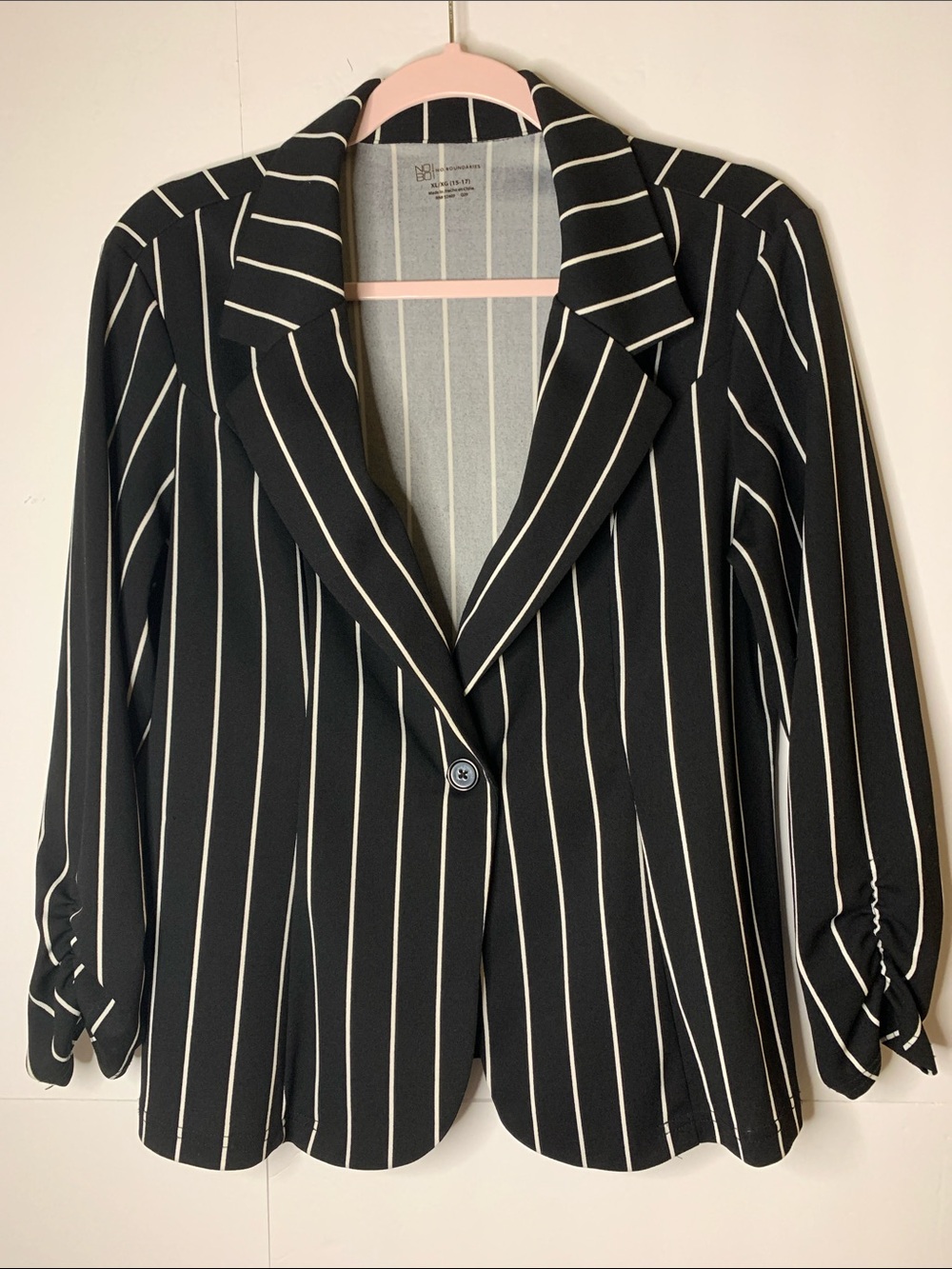 No Boundaries Black & White Pinstripe Blazer Jacket - Women's Size XL